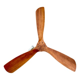 Faro Lantau Brown/Chrome Ceiling Fan with Remote Control, Propeller/Airplane Blade Style, 1980s For Sale