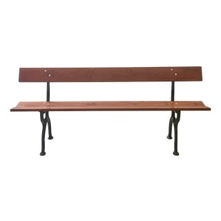 Garden Bench with Delicate Cast Iron Frame and Wooden Slats, 1960s For Sale