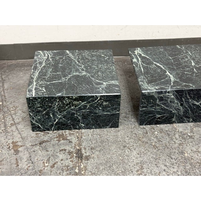 Black Italian Marble Waterfall Edge Square Side Tables, Pair For Sale - Image 8 of 12