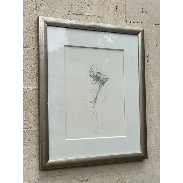 Vintage Boho Original Sketch of Man For Sale - Image 4 of 6