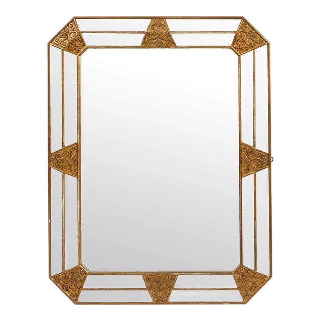 1920s Italian Deco Mirror With Gilt-Wood Accents For Sale