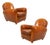 Pair of Artisan-Made Cognac Leather Armchairs For Sale