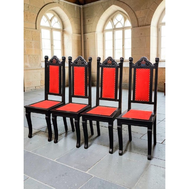 Set of Four 19th Century/Early 20th Century Spanish Jacobean-Style Gothic Revival Chairs For Sale - Image 12 of 12