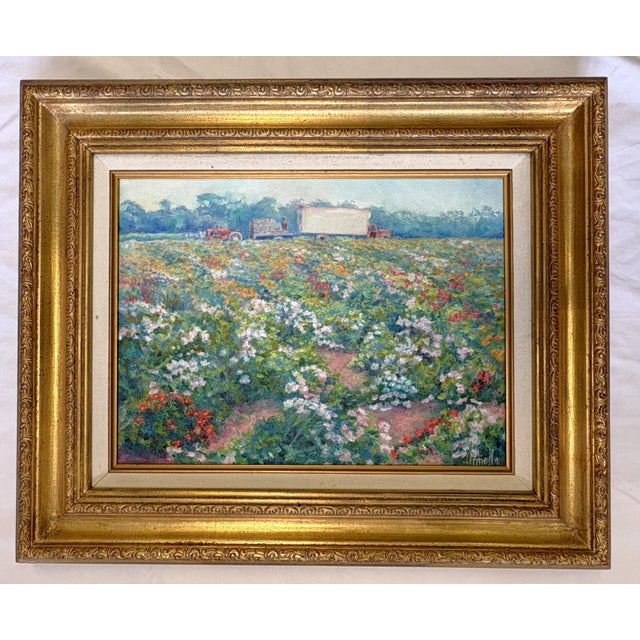 Pretty signed original oil painting on canvas by Annella Low (American, 1934-2024). Annella Low was known for her colorful...