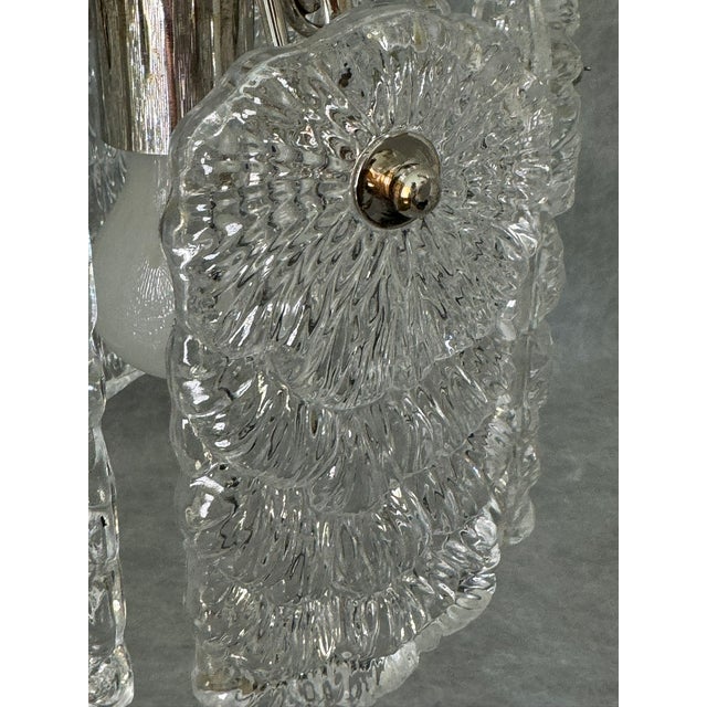 Silver Textured Glass Ceiling Lamp from Doria Leuchten, Germany, 1960s For Sale - Image 8 of 9