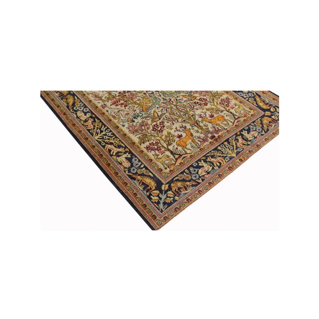 1930s Persian Qum Animal Print Area Rug 4’5″ X 6’7″ For Sale - Image 4 of 10
