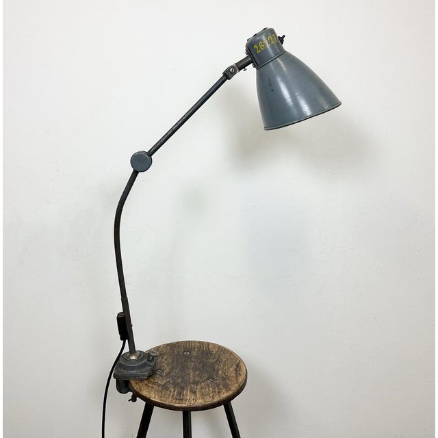 Large Industrial Grey Workshop Table Lamp, 1960s For Sale - Image 11 of 18