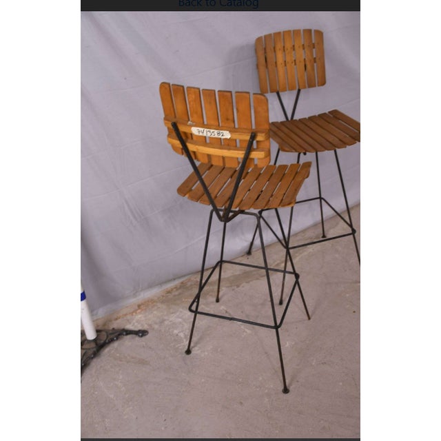 Late 20th Century Pair of Metal Bar Chairs With Slatted Seats and Backs For Sale - Image 4 of 7