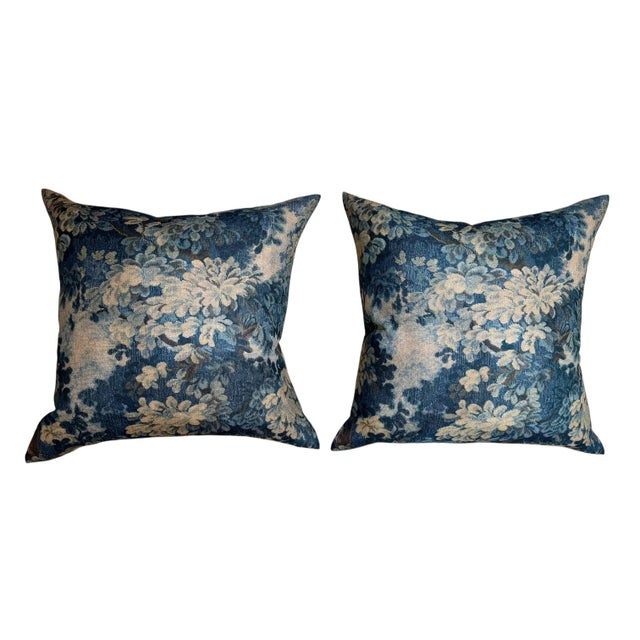 Traditional Vintage Old World Weavers Verdure Tapestry Linen and Cotton Down Pillows - A Pair For Sale - Image 3 of 5