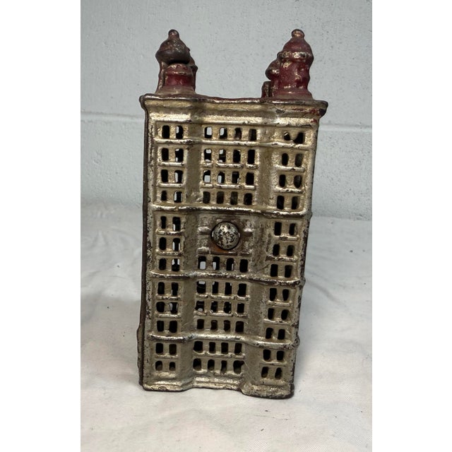 Metal Antique a.c. Williams Cast Iron Skyscraper Coin Still Bank Made in Ohio 1900-20s For Sale - Image 7 of 10
