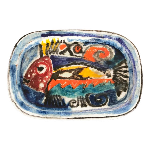 Italian Ceramic Dish by Giovanni De Simone, 1950s For Sale