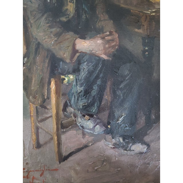Edwardo Scognamiglio Antique Oil Painting Portrait of a Peasant For Sale In Los Angeles - Image 6 of 14