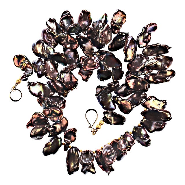 Walnut-Maroon Color Keshi Pearl Necklace June Birthstone For Sale