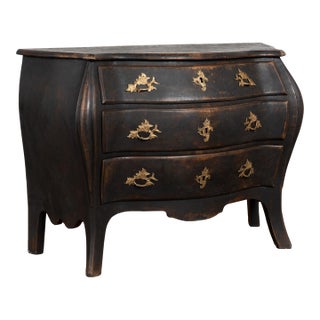 Late 18th Century Swedish Black Bombay Chest of Three Drawers For Sale