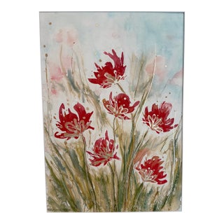 Floral Mixed Media on Paper For Sale