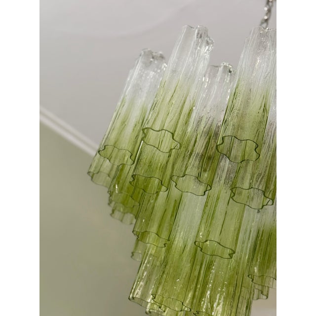 Green Ombre Murano Glass Chandeliers, Set of 2 For Sale - Image 5 of 12