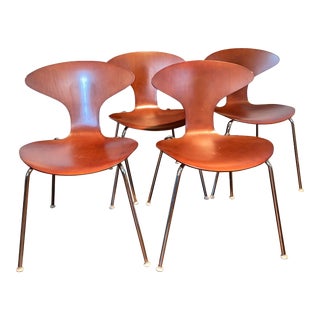 Bernhardt Set of 4 Orbit Dining Chairs in Wood For Sale