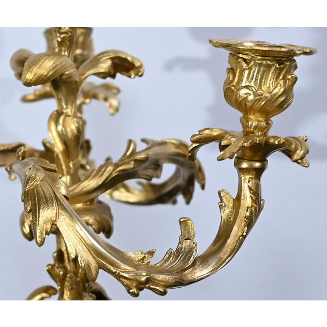 Louis XV Style Gilded Bronze Candelabras, Late 19th Century, Set of 2 For Sale - Image 9 of 18