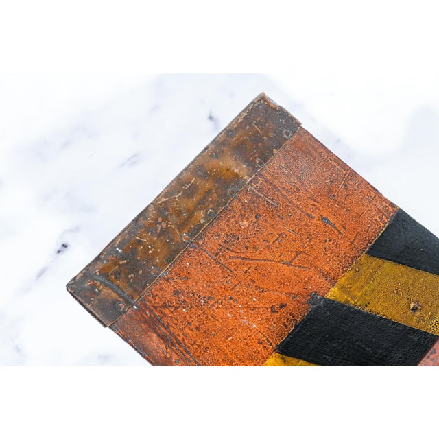 Yellow Rare Antique English Clare College Cambridge University Hand Painted Rowing Oar Repurposed Pipe Shelf Rack Tobacciana For Sale - Image 8 of 14