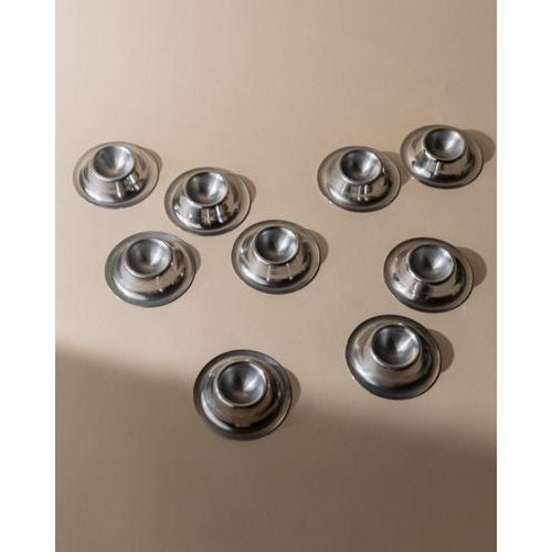 Vintage Minimalist Stainless Steel Egg Cups, 1970s, Set of 9 For Sale - Image 3 of 11