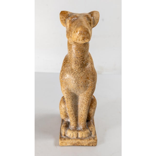 19th or 20th Century Egyptian Revival Faience Type Pottery Figure of a Seated Dog For Sale - Image 4 of 14