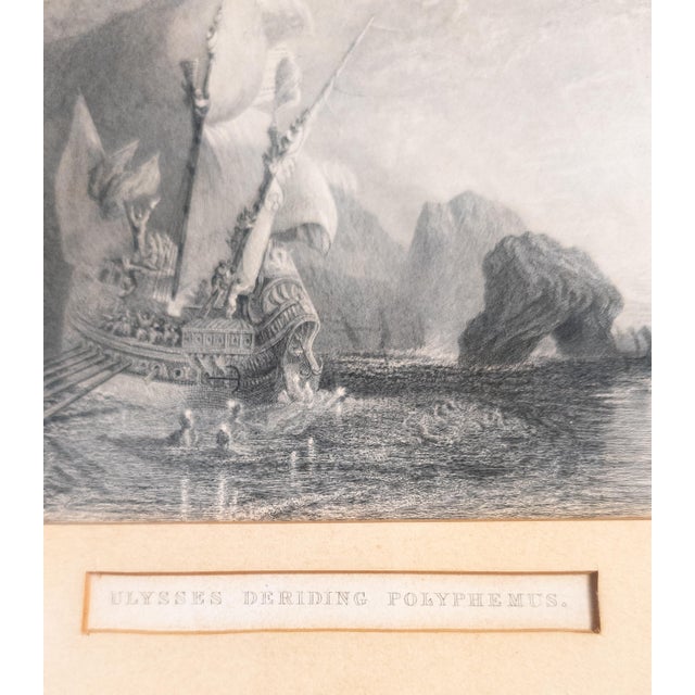 Black 19th Century English Steel Engraving of "Ulysses Deriding Polyphemus" After JMW Turner For Sale - Image 8 of 14
