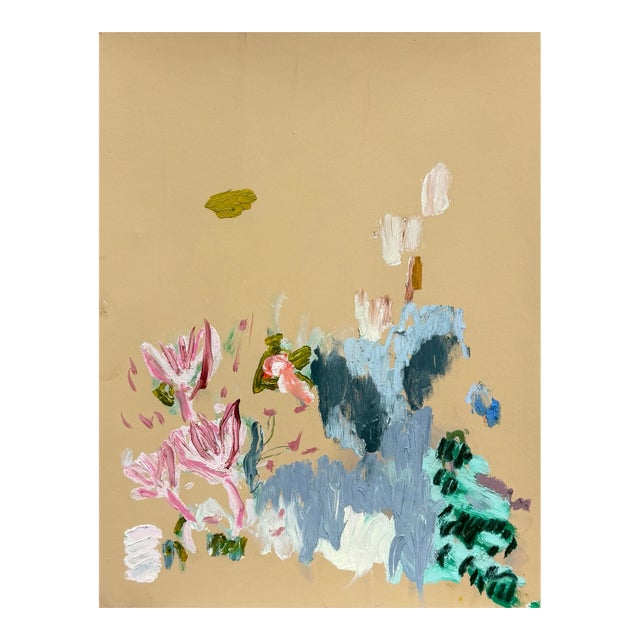 Ak Hardeman- Original Abstract Painting on Paper— “ Tulips, and Snow With Ice Castles” For Sale