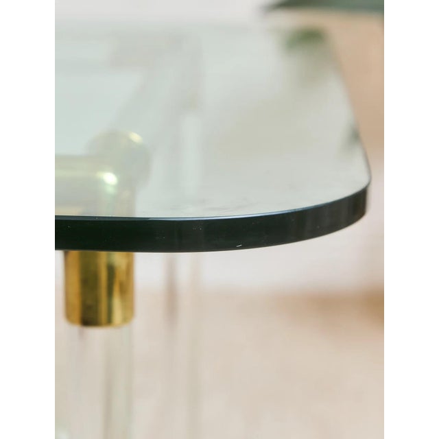 Contemporary Mid 20th Century Tubular Lucite and Brass Italian Game Table Occasional Table For Sale - Image 3 of 10