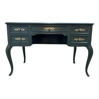 1970s Sligh Furniture Green Writing Desk, Newly Refinished For Sale
