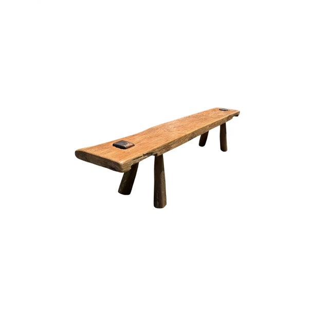 Brown Sculptural Teak Wood Long Bench Stunning Wood Textures, Modern Organic For Sale - Image 8 of 8