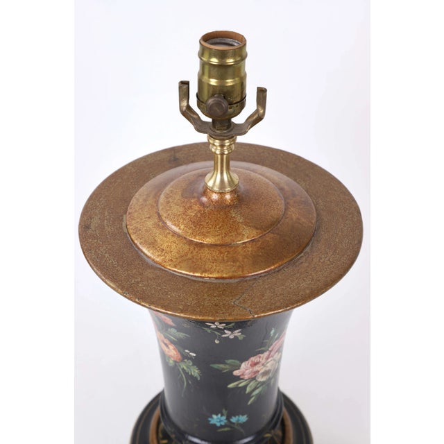 Vase Lamp With Gold and Ochre Details Featuring Multiple Famille Roses For Sale - Image 9 of 13