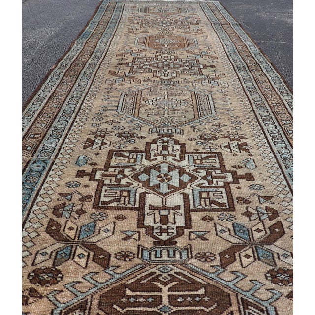 Karadjeh Vintage Runner With Multi-Medallion Design 3'1 X 11'6 For Sale - Image 11 of 14