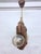 One 1970s pendant lamp, two-light, E14 socket, by Temde. Pine wood, stained, glass. Good used condition with minor signs...