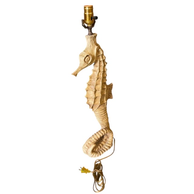 Vintage Coastal Seahorse Resin Table Lamp For Sale - Image 4 of 12