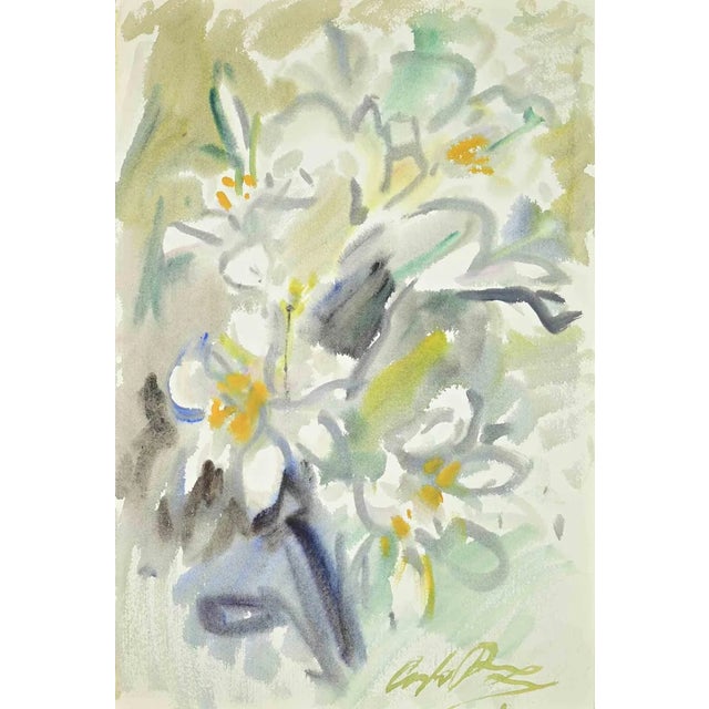 Carlo Ravagnan, Bouquet of Flowers, Watercolor, 1960s For Sale