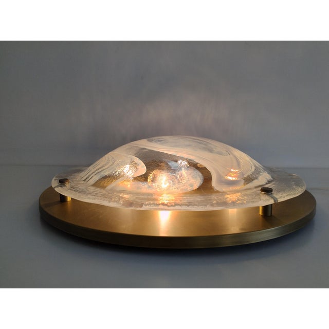 Large Flush Mount in Brass and Murano Glass from Hillebrand Lighting, 1970s For Sale - Image 11 of 18
