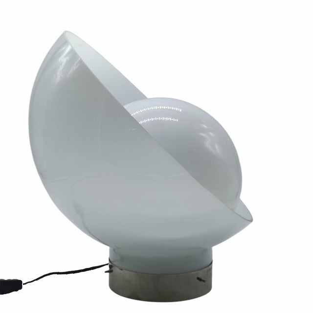 Space Age Opaline Glass and Metal Table Lamp, Italy, 1970s For Sale - Image 3 of 10