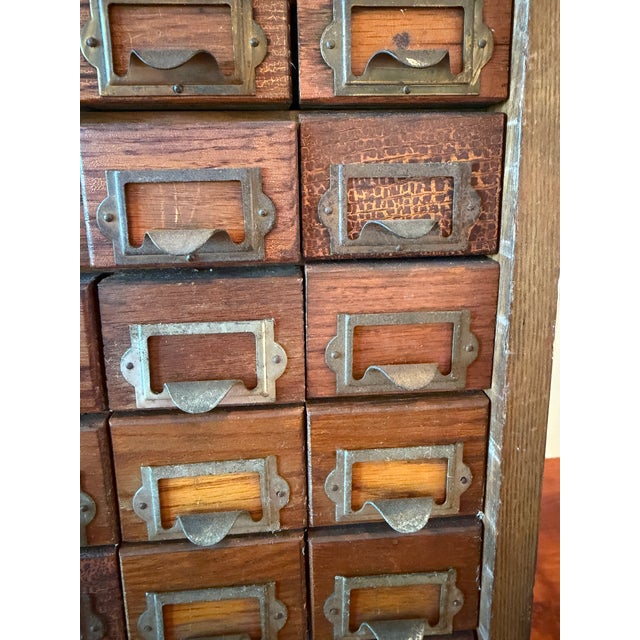 American Antique 32-Drawer Oak Hardware Parts Cabinet by W.C. Heller Co. For Sale - Image 3 of 17