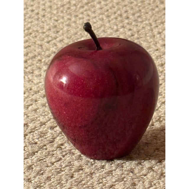 Red Exquisite Handmade Vintage Solid Marble Red Delicious Apple Paper Weight With a Stem For Sale - Image 8 of 12