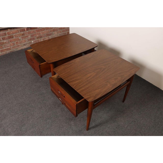 Pair of Vintage Laminate and Walnut Single-Drawer Nightstands / End Tables by Lane For Sale - Image 13 of 18
