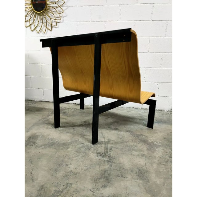 1970s Vintage Wooden Steel Bench For Sale - Image 5 of 7