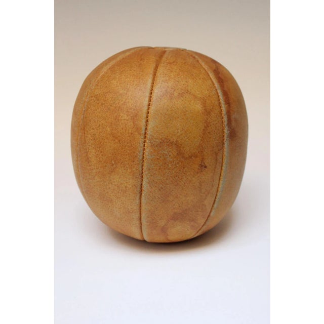 Vintage German Patinated Leather Medicine Ball For Sale - Image 4 of 13