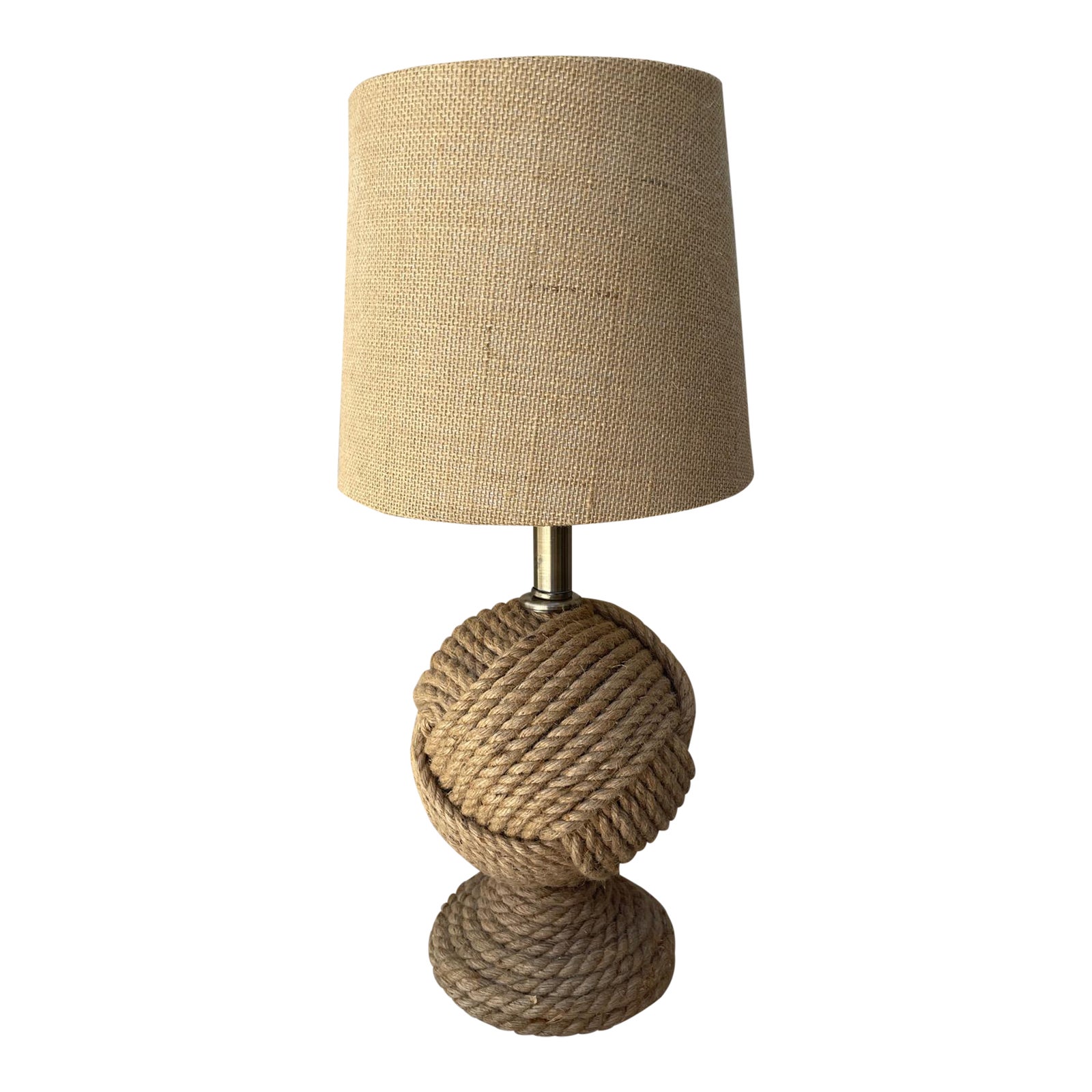 Pottery Barn Style Rope Knot Table Lamp W/Shade | Chairish