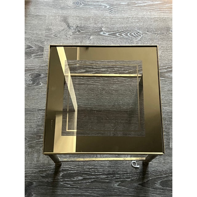 1970s Vintage Mid-Century Brass and Glass Nesting Tables For Sale - Image 5 of 11