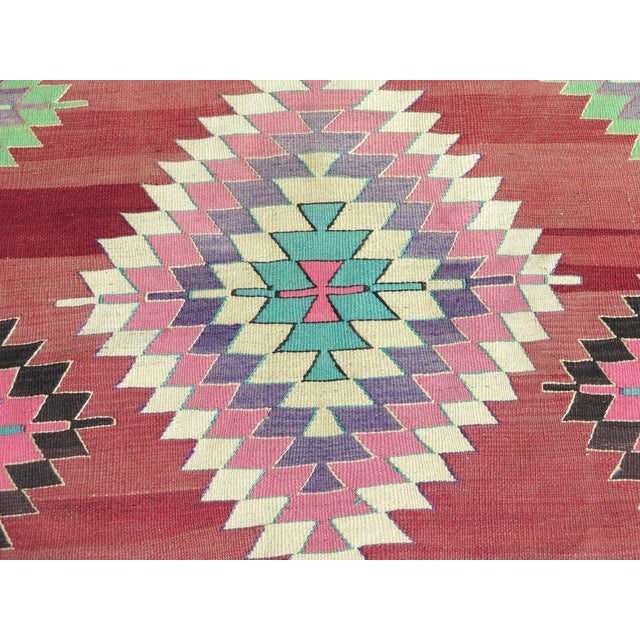 Aqua Vintage Anatolian Kilim Rug, 1980s For Sale - Image 8 of 9