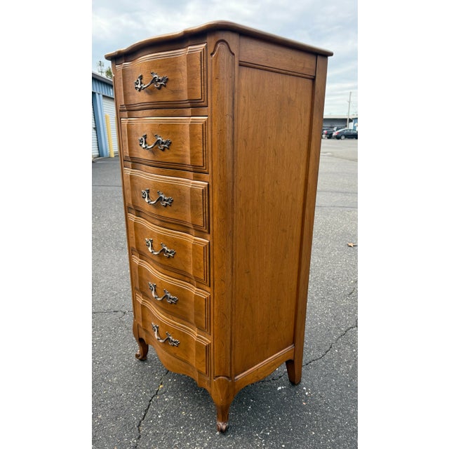 French Provincial 1970s Vintage French Provincial Lingerie Chest/Highboy Dresser For Sale - Image 3 of 10