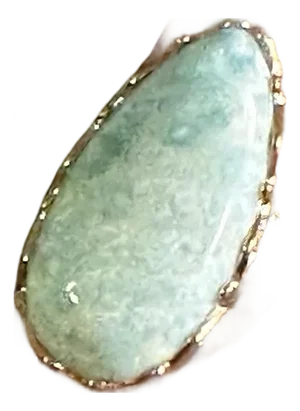 Larimar Large Gemstone Ring Sterling Silver & Gold Vermeil Sz 7 New!