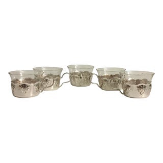 Vintage Glass & Chrome Teacups - Set of 5 For Sale
