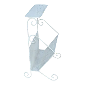 Mathieu Matégot Magazine Rack White Wrought Iron Mid-Century Modern France 1960