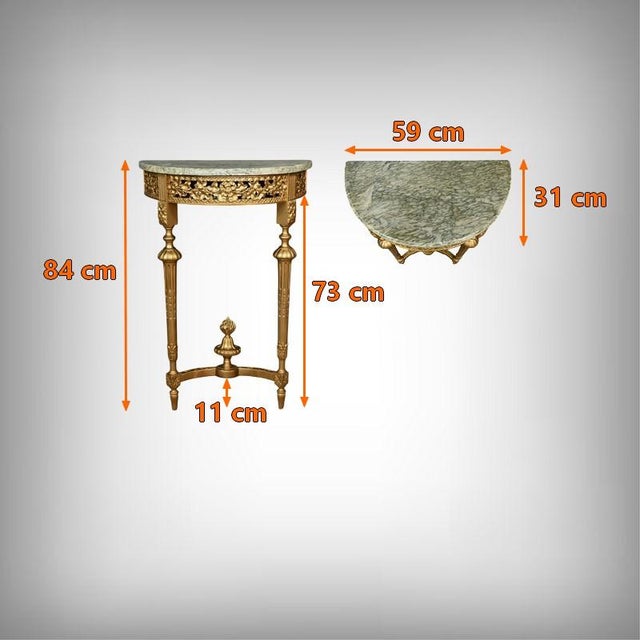 Small Louis XVI Style Demi-Lune Console in Marble and Gilded Wood, 20th Century For Sale - Image 14 of 15